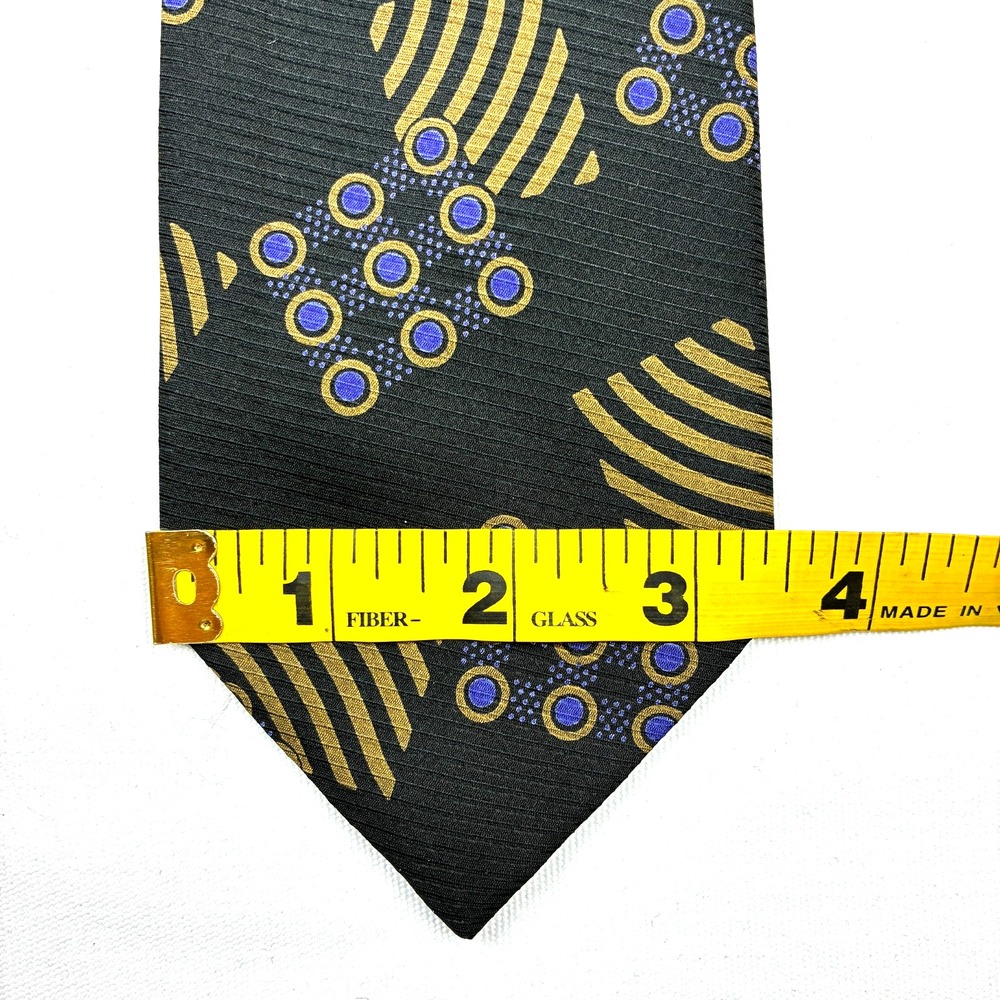 Giorgio Armani Silk Tie Cravatte Abstract Art Print Black Gold Made in Italy - Picture 8 of 8